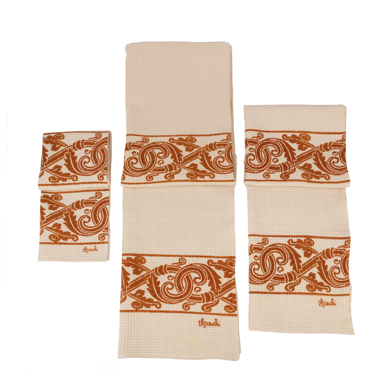 100 Cotton 3 Pcs 40X60 CM Orange Embroided Kitchen Towel Set