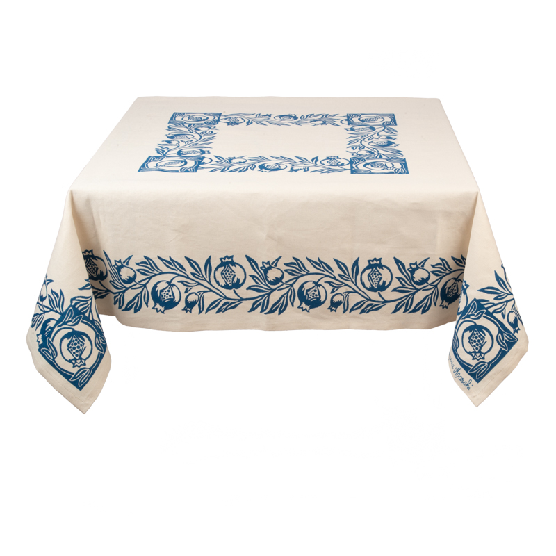 Square tablecloth and napkins with pomegranate